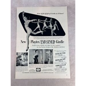 Vintage 1951 Playtex Fab Lined Girdle Woman Leaping Print Advertisement